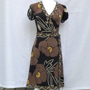 BCBG MaxAzria Tropical Print V Neck Sheath Dress, Size S